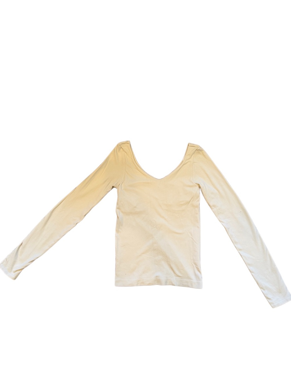 Urban Outfitters Cream Long Sleeve Scoop Neck Top